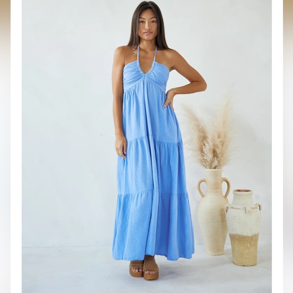 NEW CARLOTTA MAXI DRESS sz Small azure - Picture 2 of 2